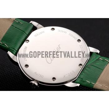 Replica Cartier Ronde Louis Silver Diamond Case White Dial Green Leather Bracelet 1454012