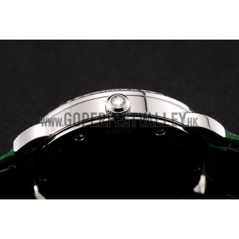 Replica Cartier Ronde Louis Silver Diamond Case White Dial Green Leather Bracelet 1454012