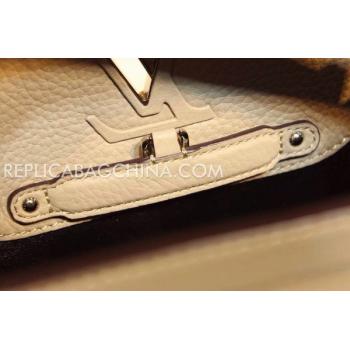 Louis Vuitton Handbag Calfskin Capucines Apricot