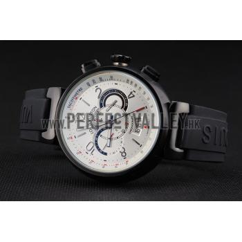 Louis Vuitton Tambour Essential Voyagez White Dial Black Case Black Rubber Strap