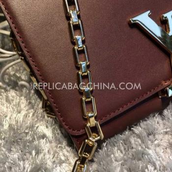 Louis Vuitton Calfskin Shoulder Bag Brown Handbag Replica