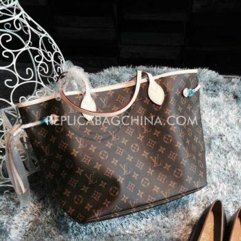 Louis Vuitton Genuine Leather  Monogram Brown Handbag Shopping Bag