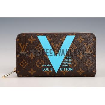 Louis Vuitton Monogram V Motif Zippy Wallet Blue