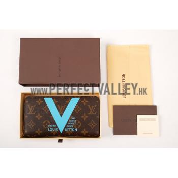 Louis Vuitton Monogram V Motif Zippy Wallet Blue