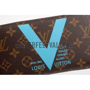 Louis Vuitton Monogram V Motif Zippy Wallet Blue