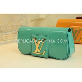 Louis Vuitton Clutch Wallet Green Patent Leather Replica