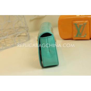 Louis Vuitton Clutch Wallet Green Patent Leather Replica