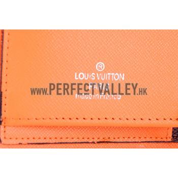 Cheap Louis Vuitton Ebene Damier Brazza Wallet with Orange Leather Trim