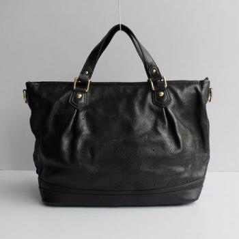 Louis Vuitton Mahina Leather M93178 Black Cow Leather Large Bags