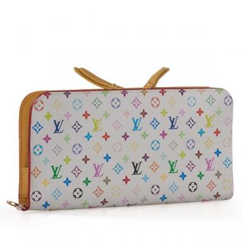 Cheap Cheap Louis Vuitton Monogram Multicolore M93750 White Cow Leather Small Wallet