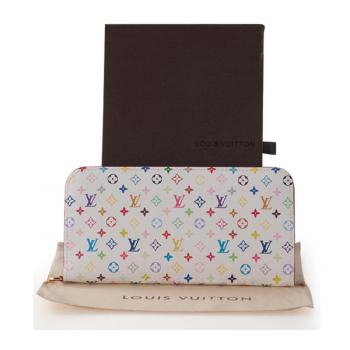 Cheap Cheap Louis Vuitton Monogram Multicolore M93750 White Cow Leather Small Wallet