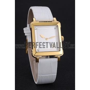 Louis Vuitton Emprise White Dial Gold Case White Leather Strap  622786