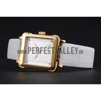 Louis Vuitton Emprise White Dial Gold Case White Leather Strap  622786