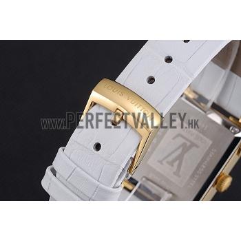 Louis Vuitton Emprise White Dial Gold Case White Leather Strap  622786