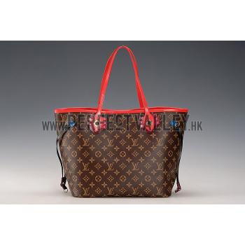 Cheap Louis Vuitton Monogram Totem Neverfull Red