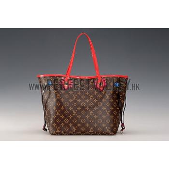 Cheap Louis Vuitton Monogram Totem Neverfull Red