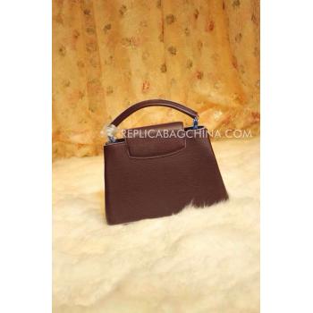 Louis Vuitton Calfskin Capucines Brown Handbag