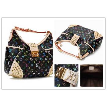 Louis Vuitton Monogram Multicolore M40310 Black Large HandBags