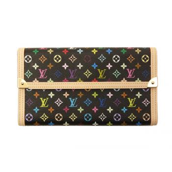 Louis Vuitton Monogram Multicolore M92658 Cow Leather Small Ladies Wallet