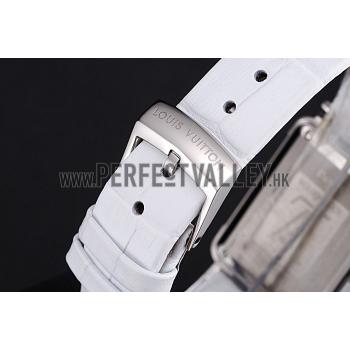 Cheap Louis Vuitton Emprise White Dial Stainless Steel Case With Jewels White Leather Strap  622790