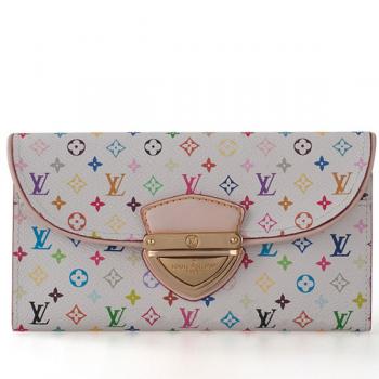 Replica Louis Vuitton Monogram Multicolore M93736 White Cow Leather Wallet