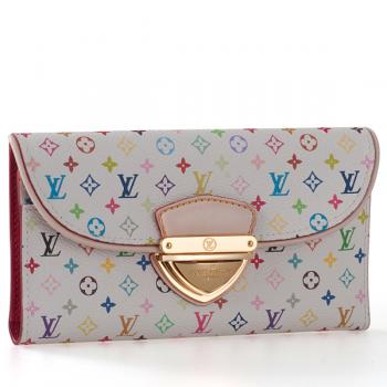 Replica Louis Vuitton Monogram Multicolore M93736 White Cow Leather Wallet