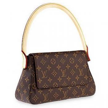 Louis Vuitton Monogram Canvas M51147 Brown Cow Leather Small Bag