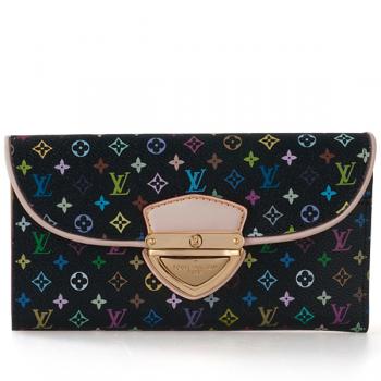 Louis Vuitton Monogram Multicolore M93738 Black Small Ladies Wallet