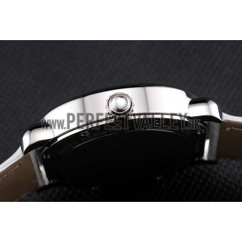 Cartier Ronde Louis Cartier White Dial Stainless Steel Case White Leather Strap