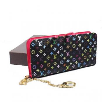 Louis Vuitton Monogram Multicolore M93754 Black Cow Leather Ladies Wallet