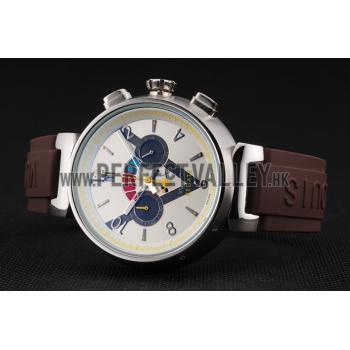 Replica Louis Vuitton Tambour LV Cup Regate White Dial Stainless Steel Case Brown Rubber Strap