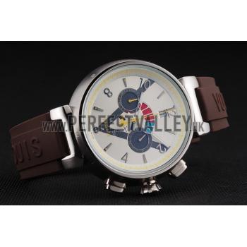 Replica Louis Vuitton Tambour LV Cup Regate White Dial Stainless Steel Case Brown Rubber Strap