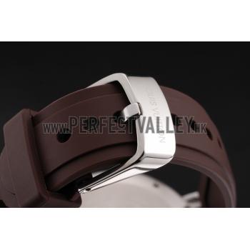 Replica Louis Vuitton Tambour LV Cup Regate White Dial Stainless Steel Case Brown Rubber Strap