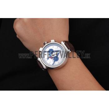 Replica Louis Vuitton Tambour LV Cup Regate White Dial Stainless Steel Case Brown Rubber Strap