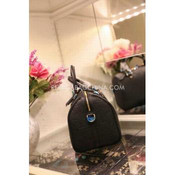 Louis Vuitton Speedy Monogram Black Genuine Leather Handbag