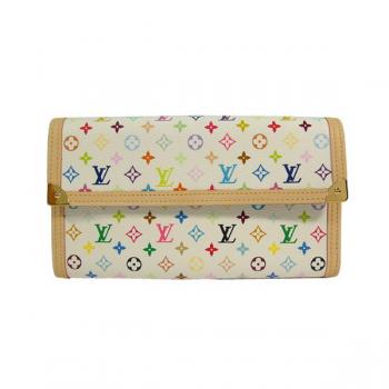 Louis Vuitton Monogram Multicolore M92659 White Cow Leather Small Wallet