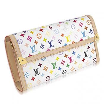 Louis Vuitton Monogram Multicolore M92659 White Cow Leather Small Wallet