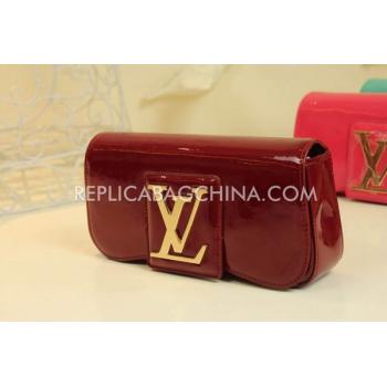 Louis Vuitton Clutch Patent Leather Wallet Red