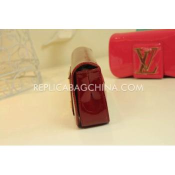 Louis Vuitton Clutch Patent Leather Wallet Red