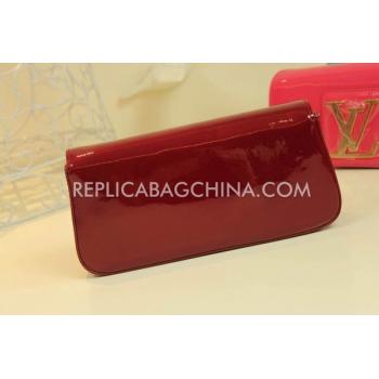 Louis Vuitton Clutch Patent Leather Wallet Red