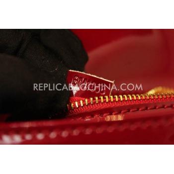 Louis Vuitton Clutch Patent Leather Wallet Red