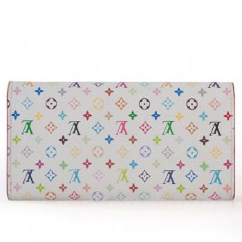 Louis Vuitton Monogram Multicolore M93743 White Cow Leather Wallet HM10774