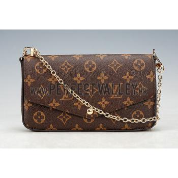 Louis Vuitton Monogram Felicie Chain Wallet Black 18926649