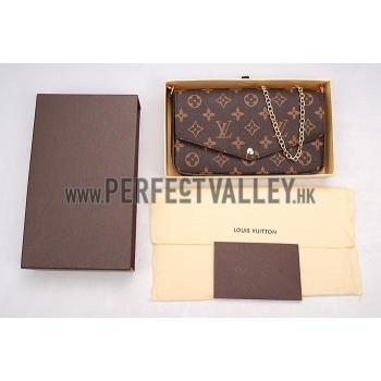 Louis Vuitton Monogram Felicie Chain Wallet Black 18926649