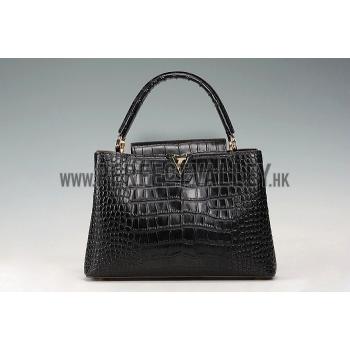 Louis Vuitton Capuciness Crocodile Leather Black MM 607547