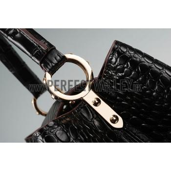 Louis Vuitton Capuciness Crocodile Leather Black MM 607547