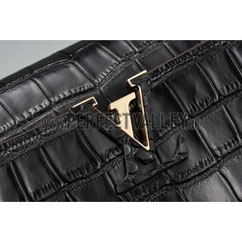 Louis Vuitton Capuciness Crocodile Leather Black MM 607547