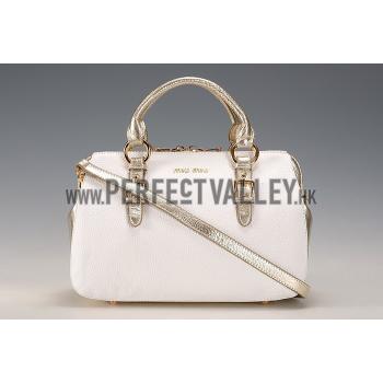 Cheap Miu Miu Satchel White and Gold