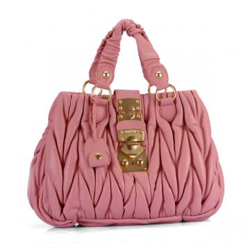 Miu Miu  090 Ladies Lambskin Pink Handbag