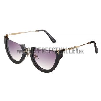 Miu Miu Rounded Cut Off Cat-Eye Black Sunglasses 308040